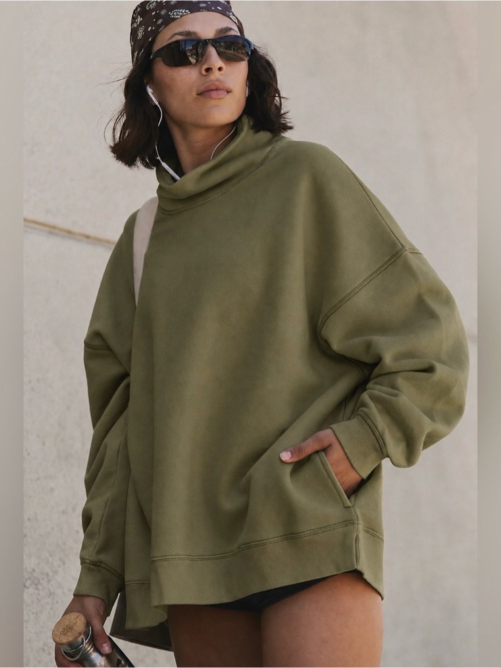 FP Movement A Cut Above Mockneck in Seagrass Green